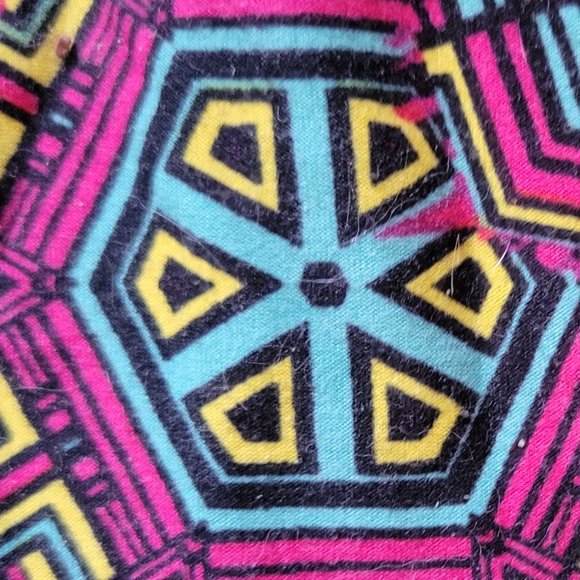 Tall and Curvy LuLaRoe Pink Yellow Blue Geometric Buttery Soft Leggings XXL - Picture 15 of 15